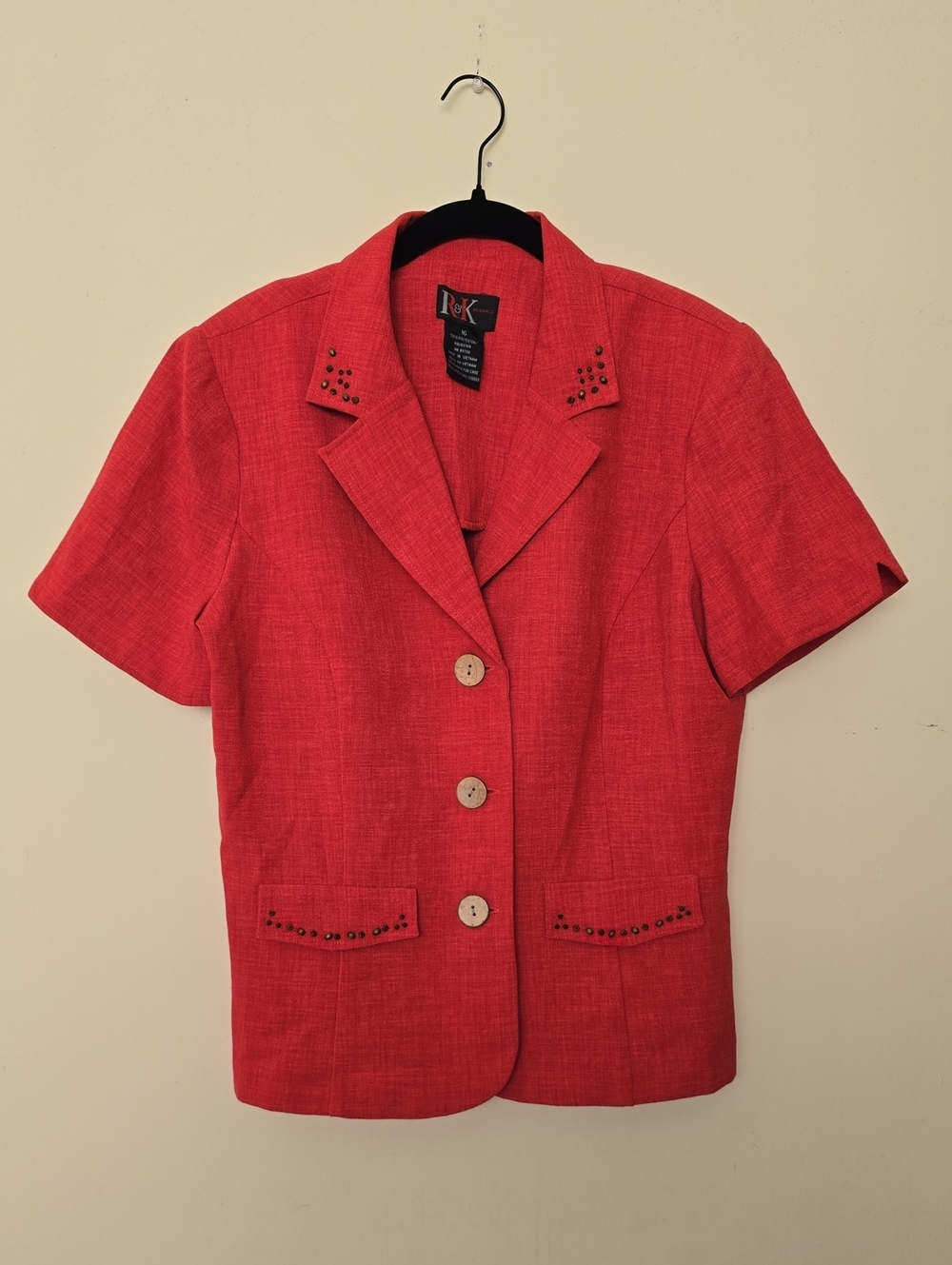 R&K Women’s Short-Sleeve Red Blazer Coat Size 16